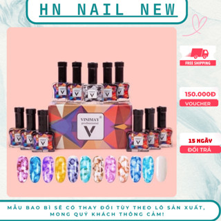  set loang cồn Vinimay 12 màu vân đá hàng chính hãng HN NAIL NEW 