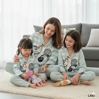 set đôi mẹ bé-  BỘ DÀI TAY LỤA XƯỚC THIẾT KẾ CAO CẤP