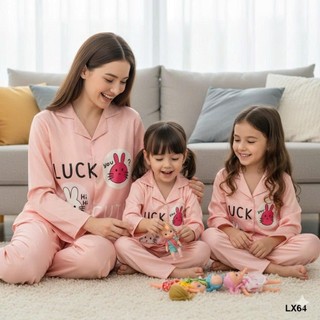 set đôi mẹ bé-  BỘ DÀI TAY LỤA XƯỚC THIẾT KẾ CAO CẤP