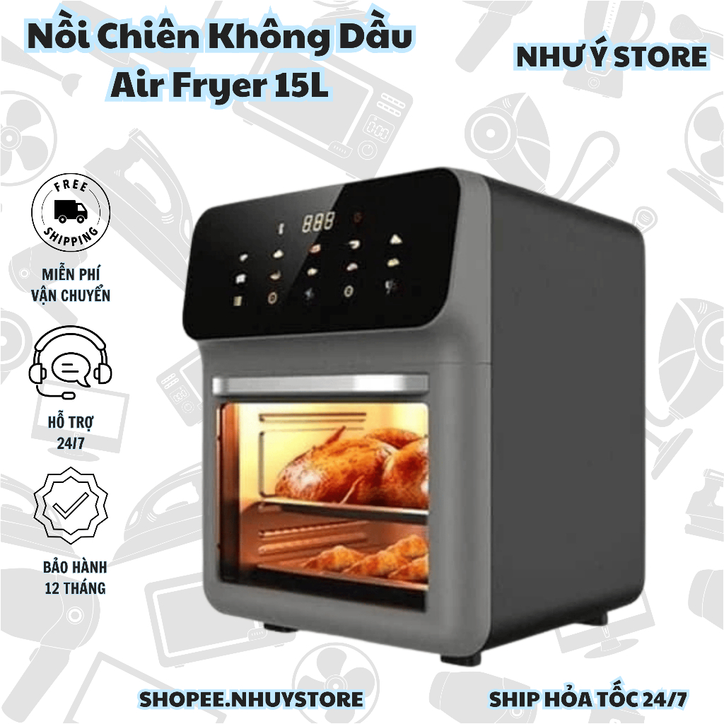 Nồi Chiên Không Dầu Air Fryer 15L Màn Hình Cảm Ứng- Bảo Hành 12 Tháng