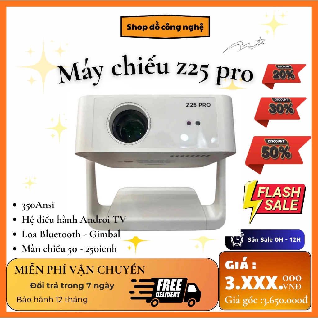 | Tặng USB 64GB | Máy Chiếu Z25 Pro Full HD 1080 - Máy Chiếu Mini Phòng Ngủ, Xem YouTube, Netfilx, W