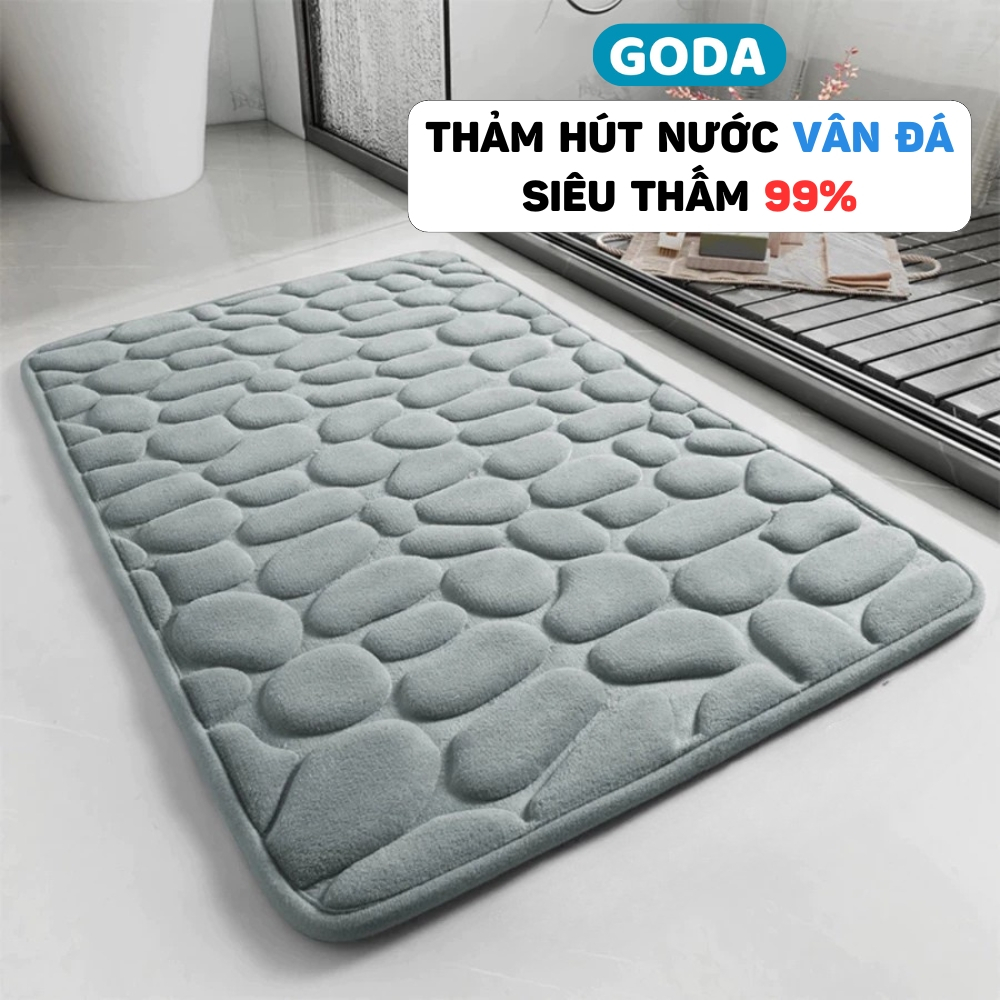 Thảm Lau Chân Thiết Kế Vân Đá Thấm Nước Tới 99%, Thảm Lau Chân Phòng Khách Sang Trọng Vải PVC Goda
