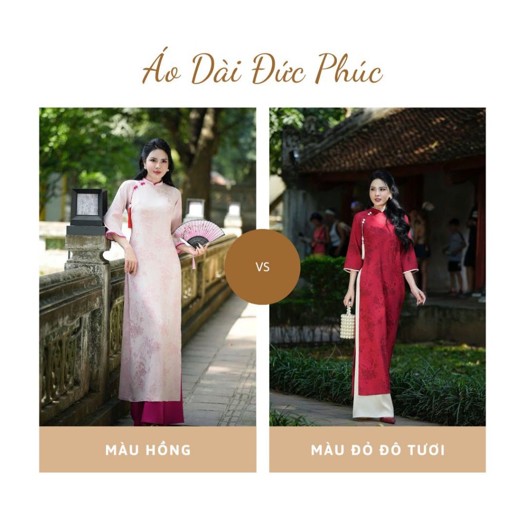 CT5 - Áo Dài Đức Phúc màu Đỏ Đổ tươi + Hồng