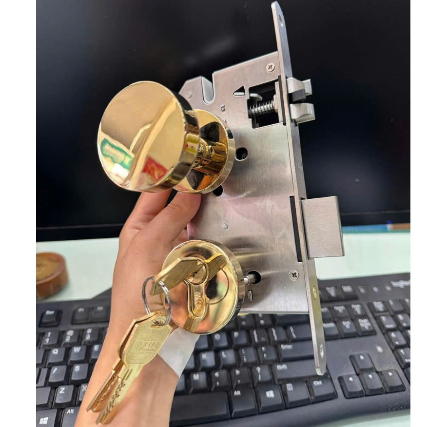 Khóa cửa, Khóa Cơ Phân Thể Tay Gạt, Khoá Tay Nắm Tròn Lắp Cho Cửa Nhôm, Cửa Gỗ, Cửa Sắt, Composite