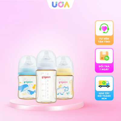 Bình sữa Pigeon PPSU Softouch Baby-Friendly World 160ml/240ml - Nhiều Hoạ Tiết