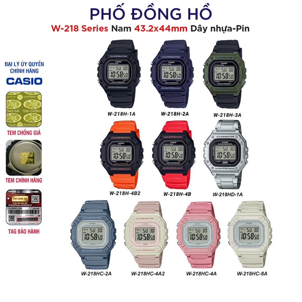 Đồng hồ nam chính hãng Casio Anh Khuê Series W-218