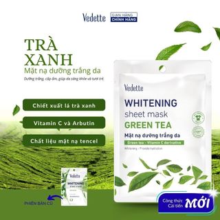 Mặt nạ giấy trắng da Vedette Trà Xanh 22ml dưỡng trắng, cấp ẩm, giúp da sáng khỏe và tươi trẻ