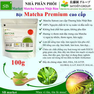 Bột trà xanh Matcha PREMIUM Satoen cao cấp 100g | Bột Matcha vụ xuân - đầu mỗi vụ nguyên chất.