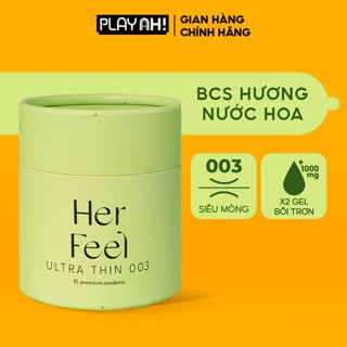 Bao cao su PlayAh Her Feel Ultra Thin 003 Hộp 3/10 Size 52mm Siêu Mỏng Nhiều Gel Cao Cấp