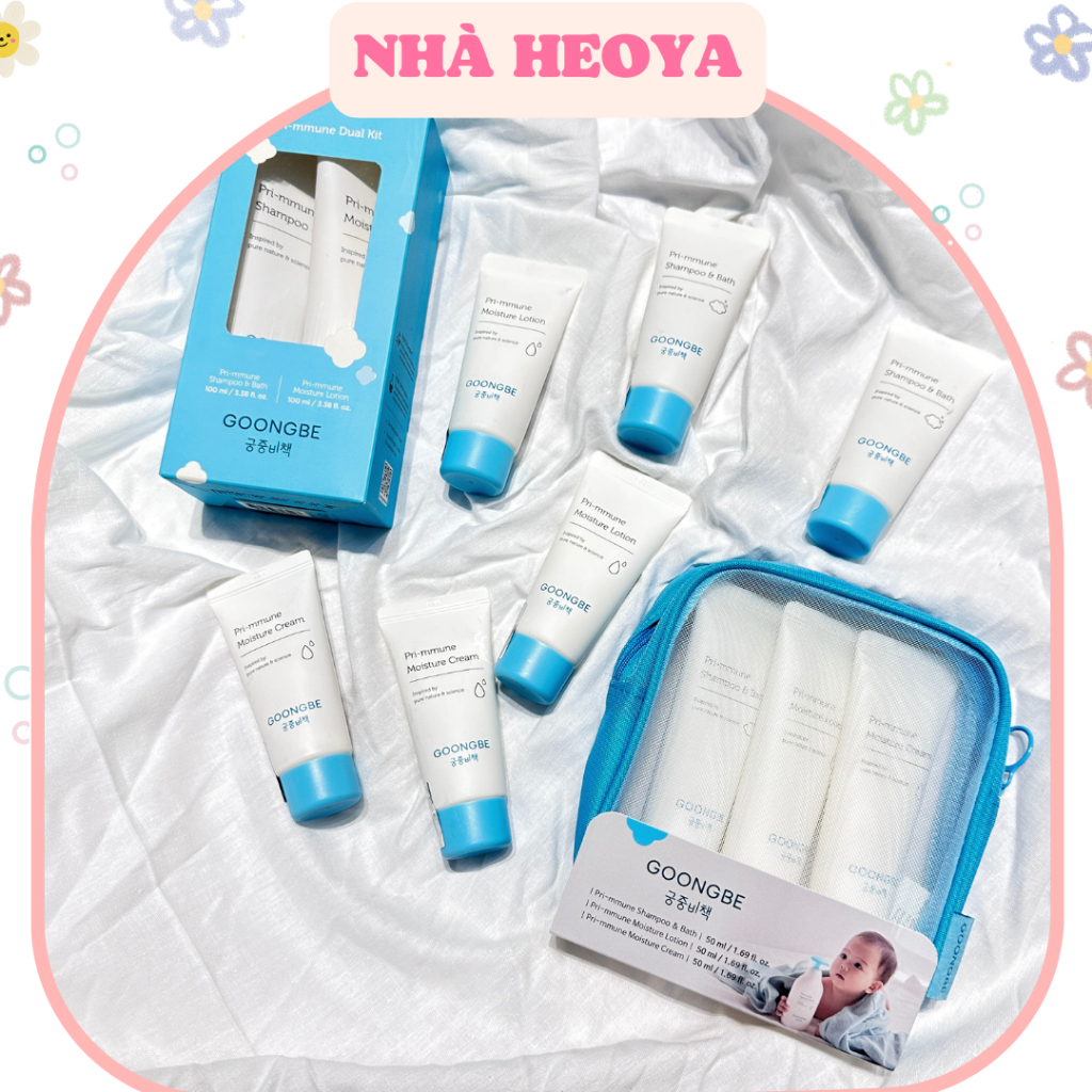 GOONGBE TRAVEL KIT - DUAL KIT MINI SIZE LOTION - CREAM - TẮM GỘI XẢ - SỮA RỬA MẶT CHO BÉ