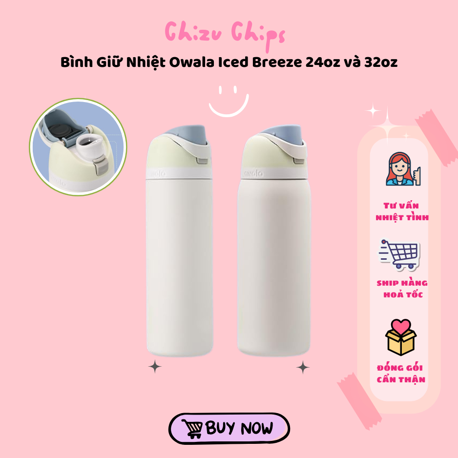 [Hàng Chính Hãng] Bình giữ Nhiệt phù hợp mọi phong cách Owala Iced Breeze 24oz và 32oz