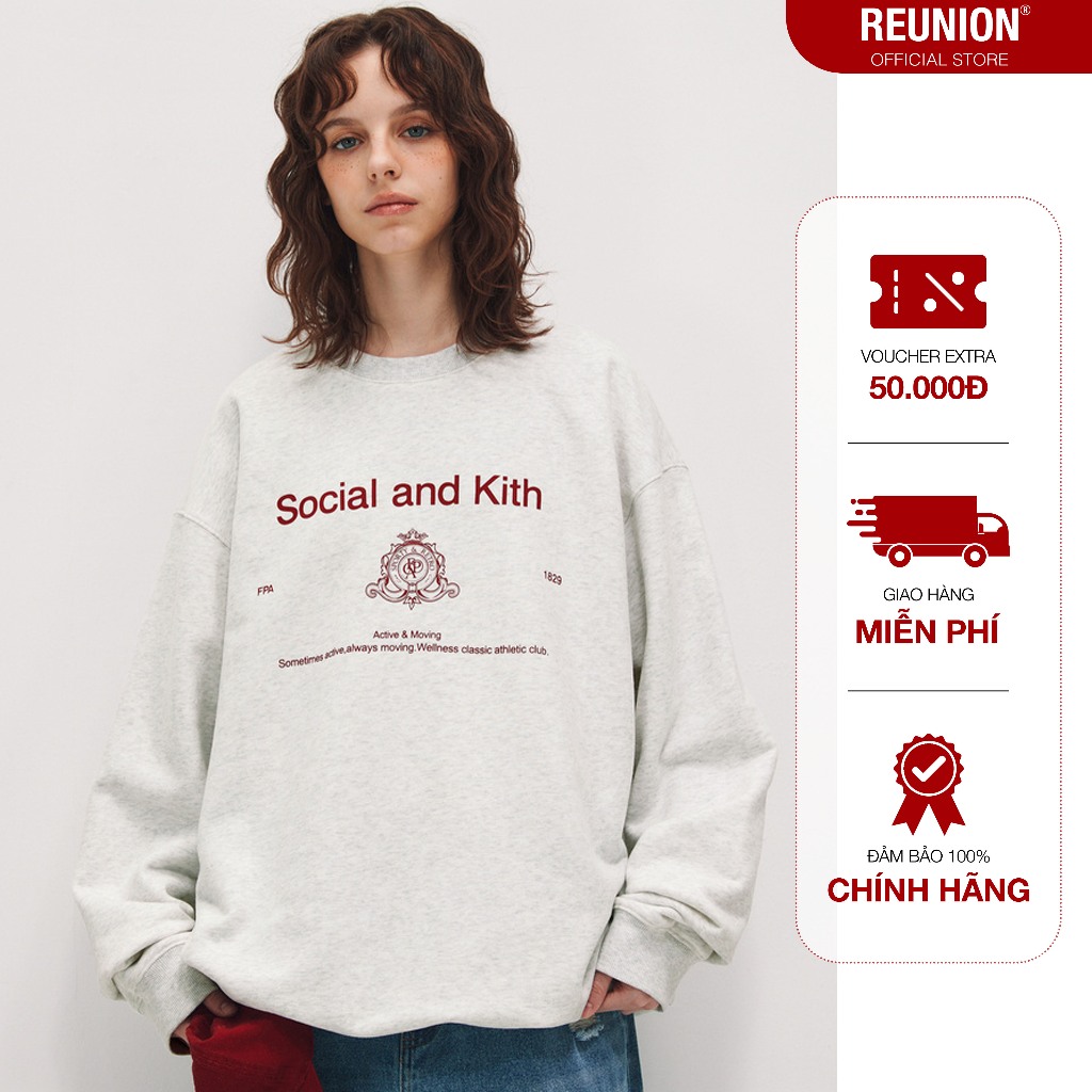 REUNION Áo Sweatshirt SOCIAL Áo Sweater Nam Nữ Form Rộng SWT29