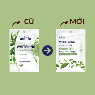 Mặt nạ giấy trắng da Vedette Trà Xanh 22ml dưỡng trắng, cấp ẩm, giúp da sáng khỏe và tươi trẻ