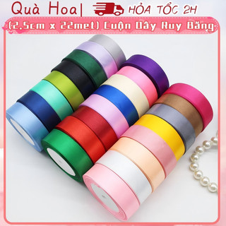 (2.5cm x Dài 22mét) Cuộn Ruy Băng Lụa Màu Trơn. Siêu Dày Dặn. Chất Liệu Đẹp