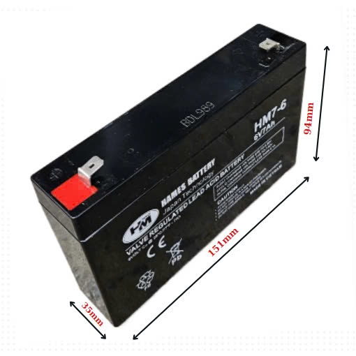 Ắc quy 6V 7Ah dùng cho quạt sạc tích điện, cân điện tử, thiết bị điện - HAMES HM7-6