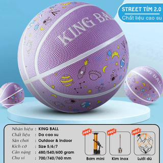 Banh Bóng Rổ Chính Hãng King Ball Da Cao Su Số 5 6 7 Bóng Rổ Trẻ Em Giá Rẻ Nam Nữ Chơi Sân Bê Tông