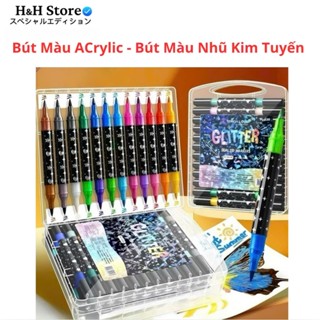 Bút Màu  Acrylic 24 / 48 / 72 / 96 , Bút Màu Nhũ Kim Tuyến 2 Đầu Lấp Lánh Siêu Đẹp Quà Tặng Cho Bé