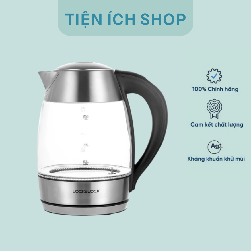[EJK341] Ấm đun nước dùng điện bằng thủy tinh thương hiệu Lock&Lock, dung tích 1.8L