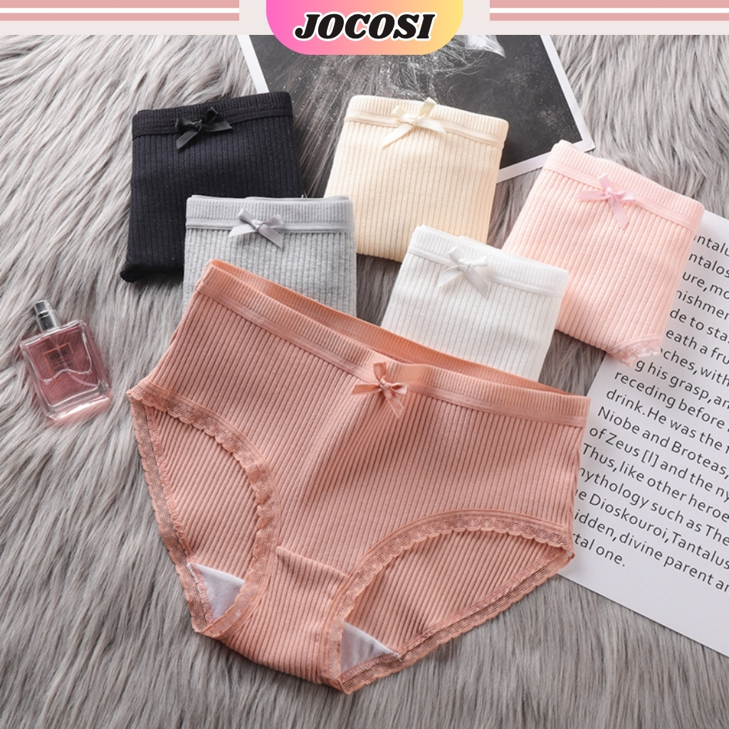 Quần lót nữ cotton ren viền kháng khuẩn khử mùi tôn dáng đính nơ gợi cảm và sexy JOCOSI B08
