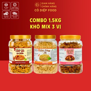  Combo 1.5KG Khô Mix 3 Vị   500GR Chà Bông Xù + 500GR Khô Tẩm Vị Heo + 500GR Khô Gà Lá Chanh   