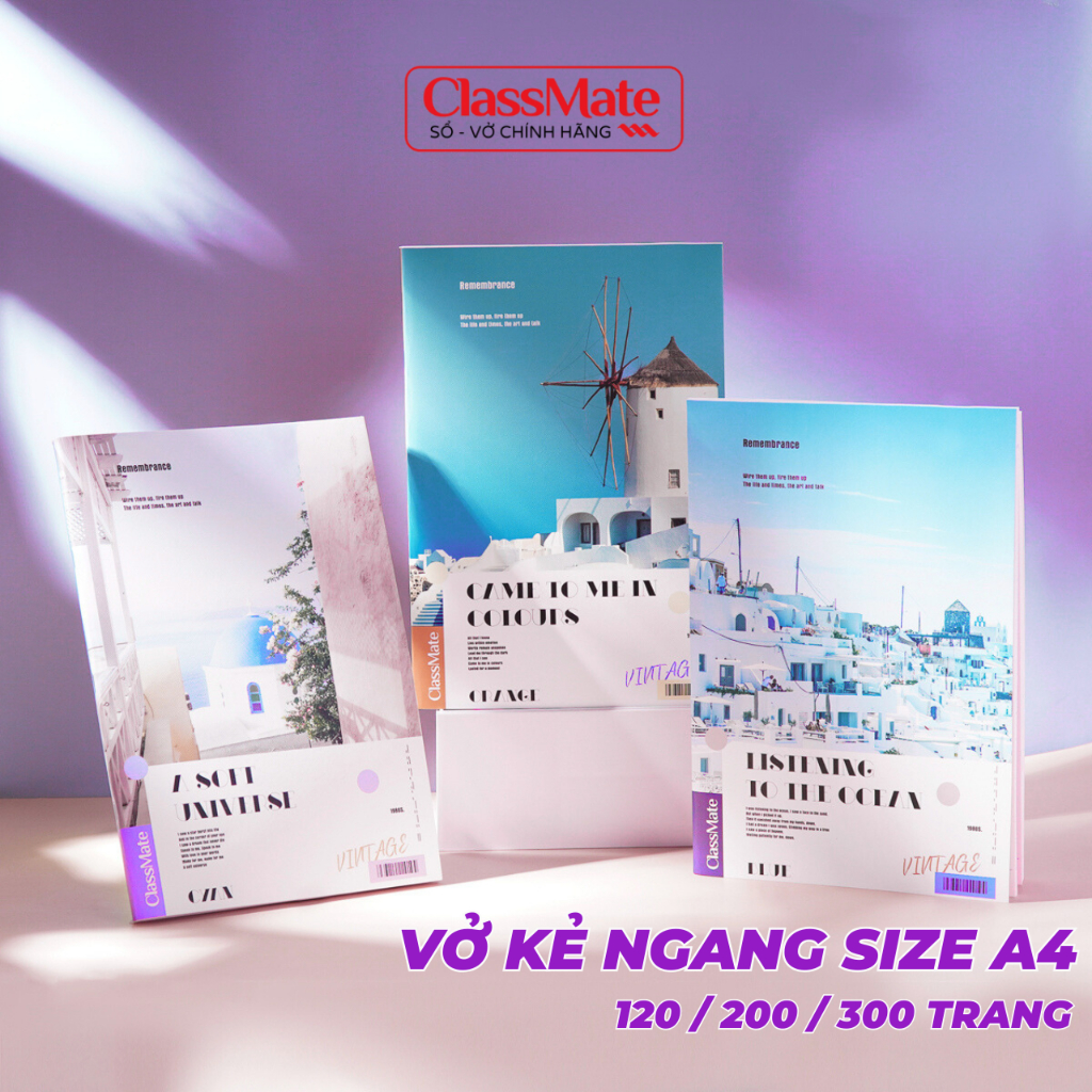 Vở Kẻ Ngang A4 Classmate 120/200/260/360 Trang, Thiết Kế Vintage Bìa Chống Nước, Vở Ghi Chép Viết Tậ