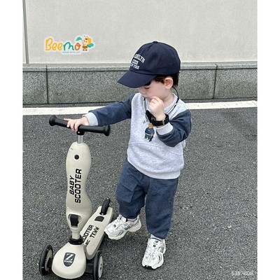 Set nỉ 2 da cho bé trai Beemo, phối tay in hình gấu cho bé mặc thu đông đi học đi chơi 5357BDB