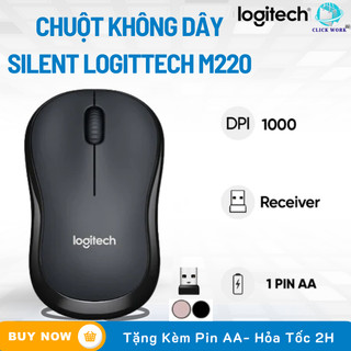  Chuột Không Dây Logitech Silent M220 –Click Êm Giảm Ồn 90% Nhỏ Gọn Độ Nhạy Cao Bảo hành 12 Tháng 