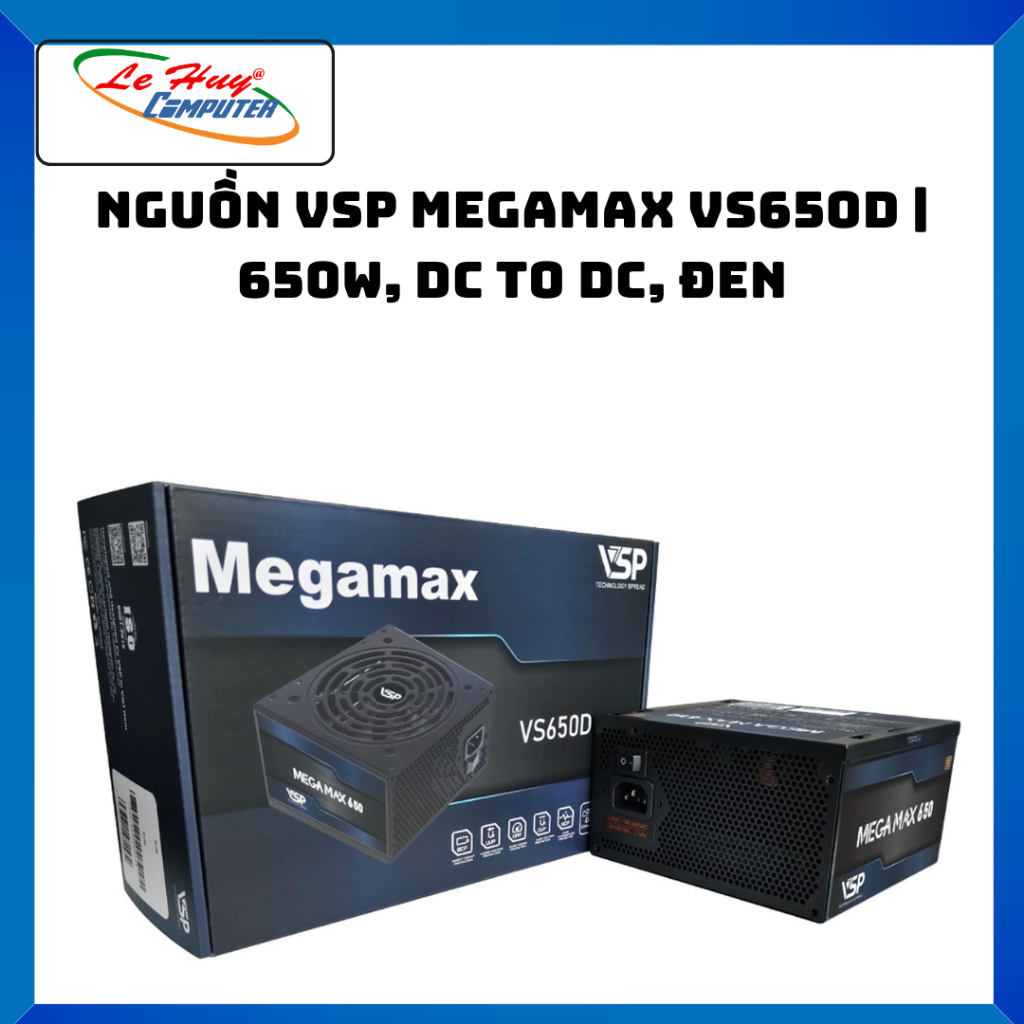 Nguồn Máy Tính VSP Megamax VS650D | 650W, DC to DC, Đen - Hàng Chính Hãng