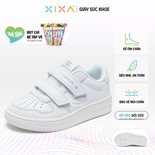Giày thể thao sneaker trẻ em XIXA HOBIBEAR màu trắng hai quai dán và đế EVA chống trượt
