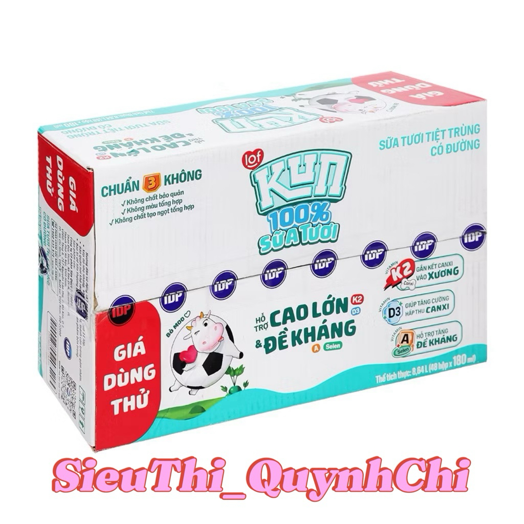 Thùng sữa tươi trắng kun 110ml/180ml