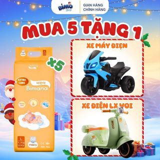   5E   TẶNG XE MÁY ĐIỆN   - Combo 5 Bịch Tã Bỉm Dán Quần BIMANA EXTRA CARE HÀN QUỐC Thấm Hút Tốt Đủ Size NB68 - 4XL42 