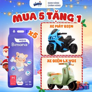   5B  TẶNG XE MÁY ĐIỆN  - Combo 5 Bịch Tã Bỉm Dán Quần BIMANA HÀN QUỐC Thấm Hút Tốt Đủ Size NB76 - 3XL38 