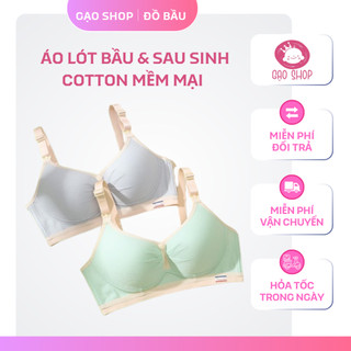  Áo lót bầu và sau sinh không gọng vải cotton tăm có cúc mở ngang cho con bú 