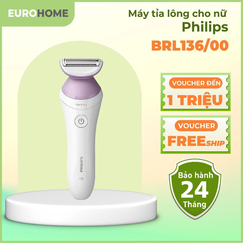 [HỎA TỐC] Máy Làm Sạch Lông Khô Và Ướt Dành Cho Nữ PHILIPS BRL136/00, An Toàn Cho Da, Bảo Hành Chính