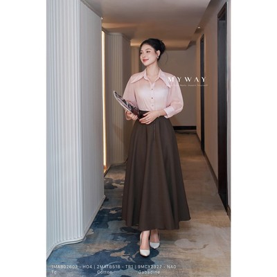 Áo Sơ Mi Dáng Suông MY WAY Dài Tay Phối Nhiều Kiểu Sang Chảnh 1MAB02607- Không Đai