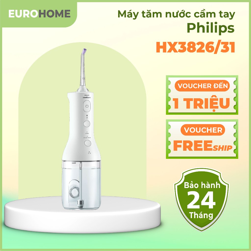  Hỏa tốc  Máy tăm nước không dây Philips Sonicare 3000 HX3826 31 bảo hành 2 năm | Hàng chính hãng 