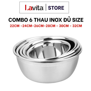    COMBO 6 THAU SIZE 22-32CM   Thau chậu inox sâu lòng cao cấp Delio với chất liệu siêu dày bền đẹp và an toàn 