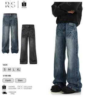  Quần Jean Ống Suông Nam ,Quần Bò Nam Ống Rộng Phong Cách Douyin Thiết Kế Tia Sét Cực Chất  J17 