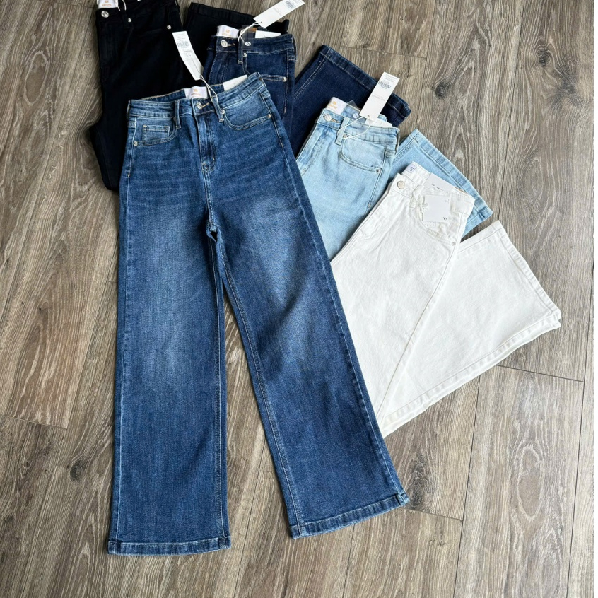 Quần jean nữ ống suông MINA dài 92-94cm co giãn