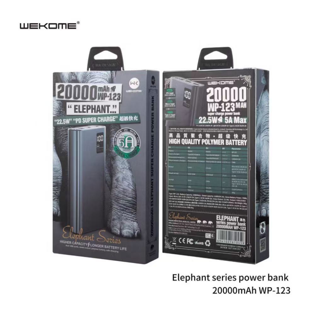Pin sạc dự phòng Wekome WP-123 sạc siêu nhanh PD 22.5w dung lượng 20000mah