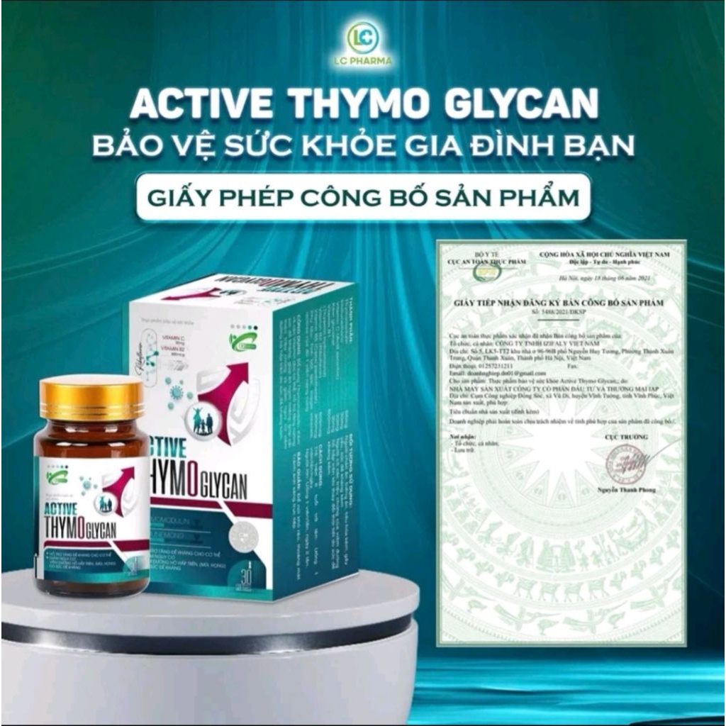 Viên Uống Active THYMO GLYCAN Hỗ trợ tăng miễn dịch, hỗ trợ đào thải vi.ru.t HPV (Lọ 30v)