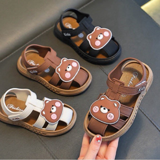 Giày quai dán hình gấu cho bé trai bé gái đi học, xăng đan quai dán mềm