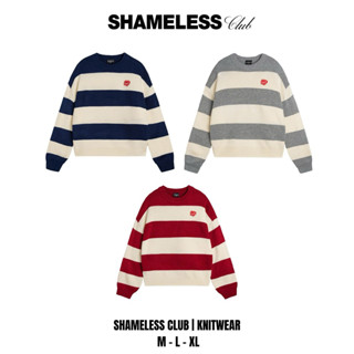 Shameless Club | Áo Len Hàn Quốc Kẻ Sọc Thêu Logo Dệt Len Cao Cấp Uniex AL.001