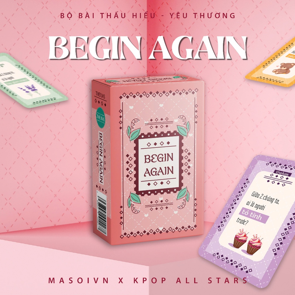 Bộ Bài Begin Again Cặp Đôi Giấy Cứng Thấu Hiểu Chia Sẻ Lắng Nghe Gắn Kết Tình Cảm THE KAS