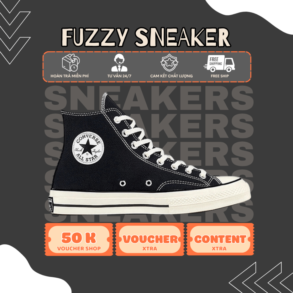 Giày Converse Chuck 70s Cổ Cao Chuck Taylor 1970s Vải Canvas Đen Trắng Nam Nữ Phối Đồ Cực Đẹp.