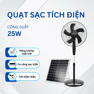   Hỏa tốc HCM  Quạt sạc tích điện năng lượng mặt trời chống ồn quạt đứng có tấm pin công suất 25W 