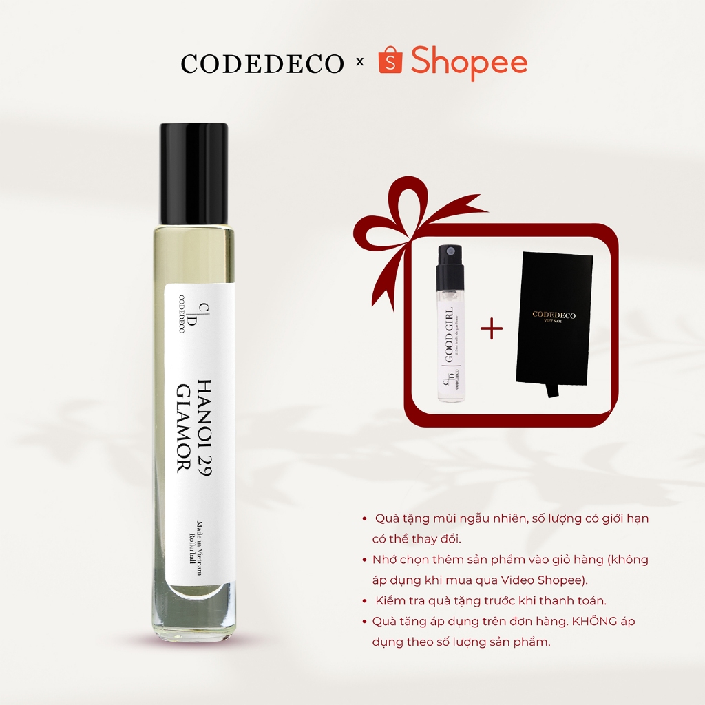 Tinh dầu nước hoa nữ CODEDECO Hanoi 29 Glamor Nhẹ Nhàng, Thanh Lịch, Tinh Tế Dạng Lăn - 10ml