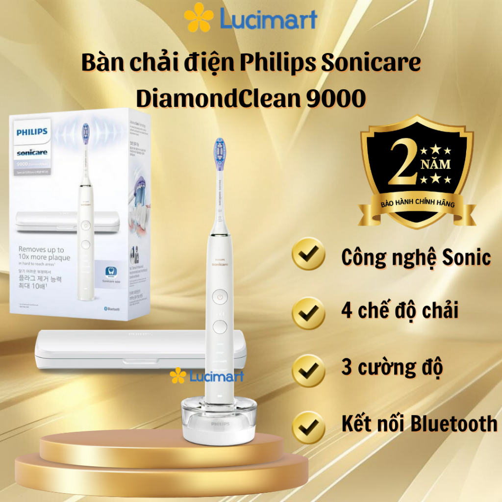 Bàn chải đánh răng điện Philips Sonicare 9000 DiamondClean HX9911/73 BH 2 Năm