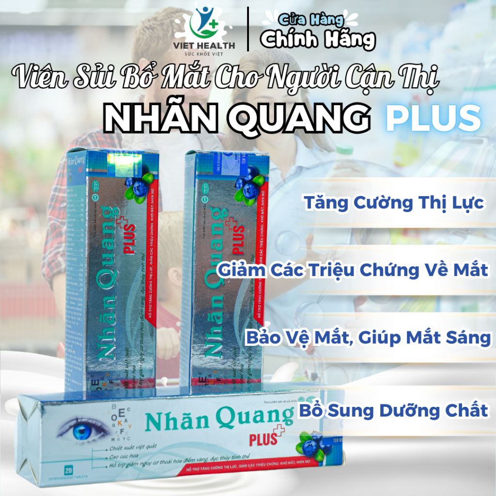 Viên Uống Bổ Mắt Nhãn Quang Plus Tăng Cường Thị Lực Mắt Chống Mỏi Mắt Nhức Mắt Chính Hãng 20 viên