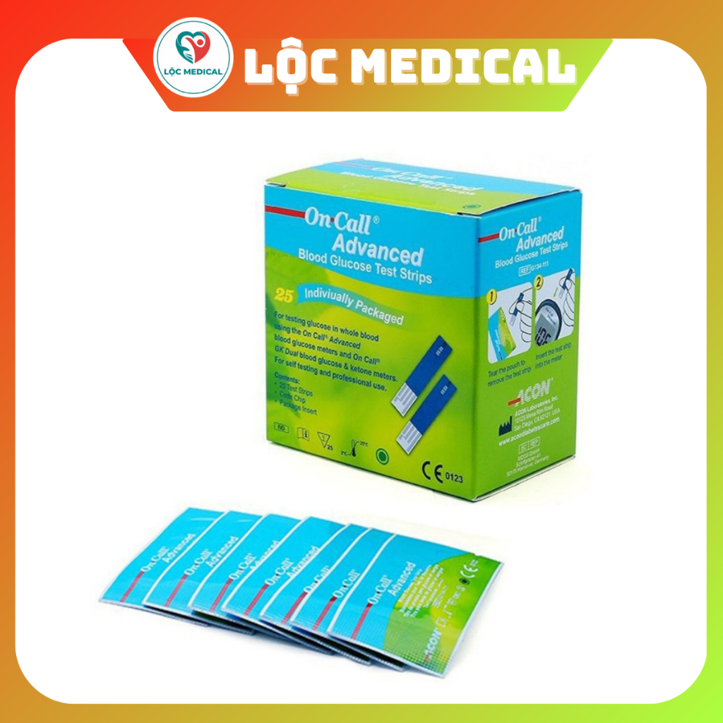 Que thử đường huyết On Call Advanced (hộp 25 que)